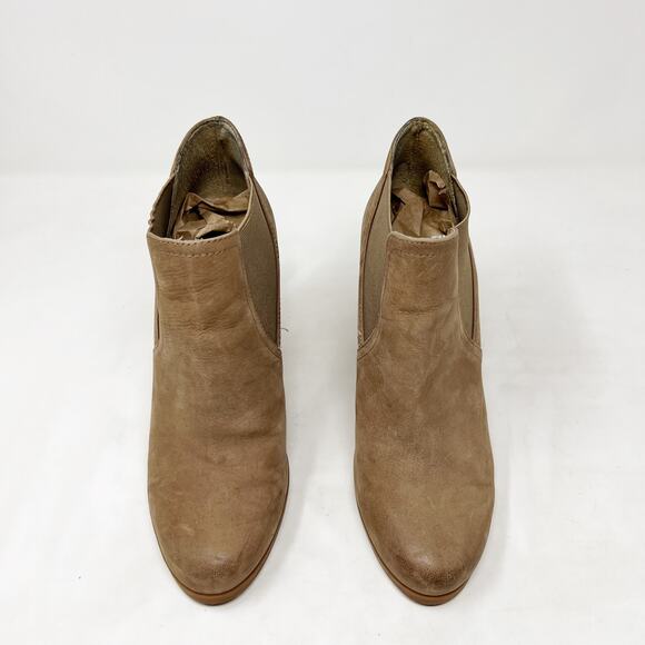 [Audrey Brooke] Brown Leather Cindy Chelsea Ankle Boot Wedge Stacked Heel Size 9 - Picture 7 of 12